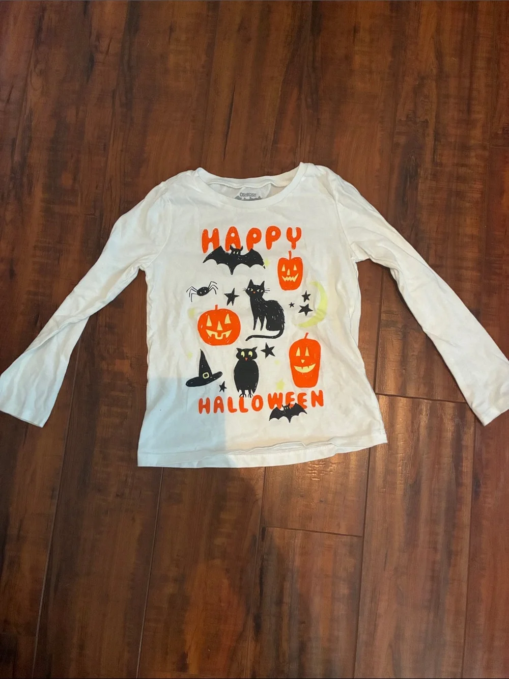 Kids' Happy Halloween Graphic Long-Sleeve Tee - White & Orange
